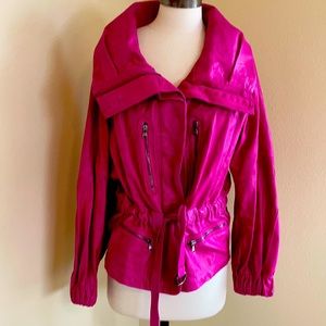 Donna Karan hot pink leather jacket